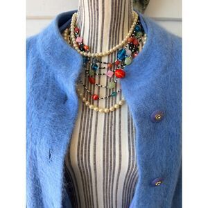 Vintage Light Blue Angora Belladini Fully Lined Cardigan 90's 80's Retro grandma